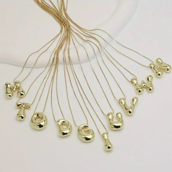 Bubble Letter Monogram Necklace - Picture 3 of 5